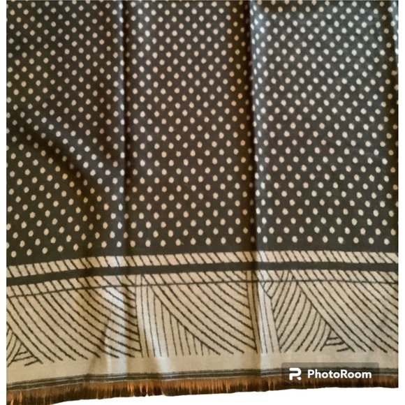 Pashmina Womens Black & Gray Cashmere & Silk Wide Long  Scarf 74 1/2 “ x 25 1/2” - Picture 4 of 6